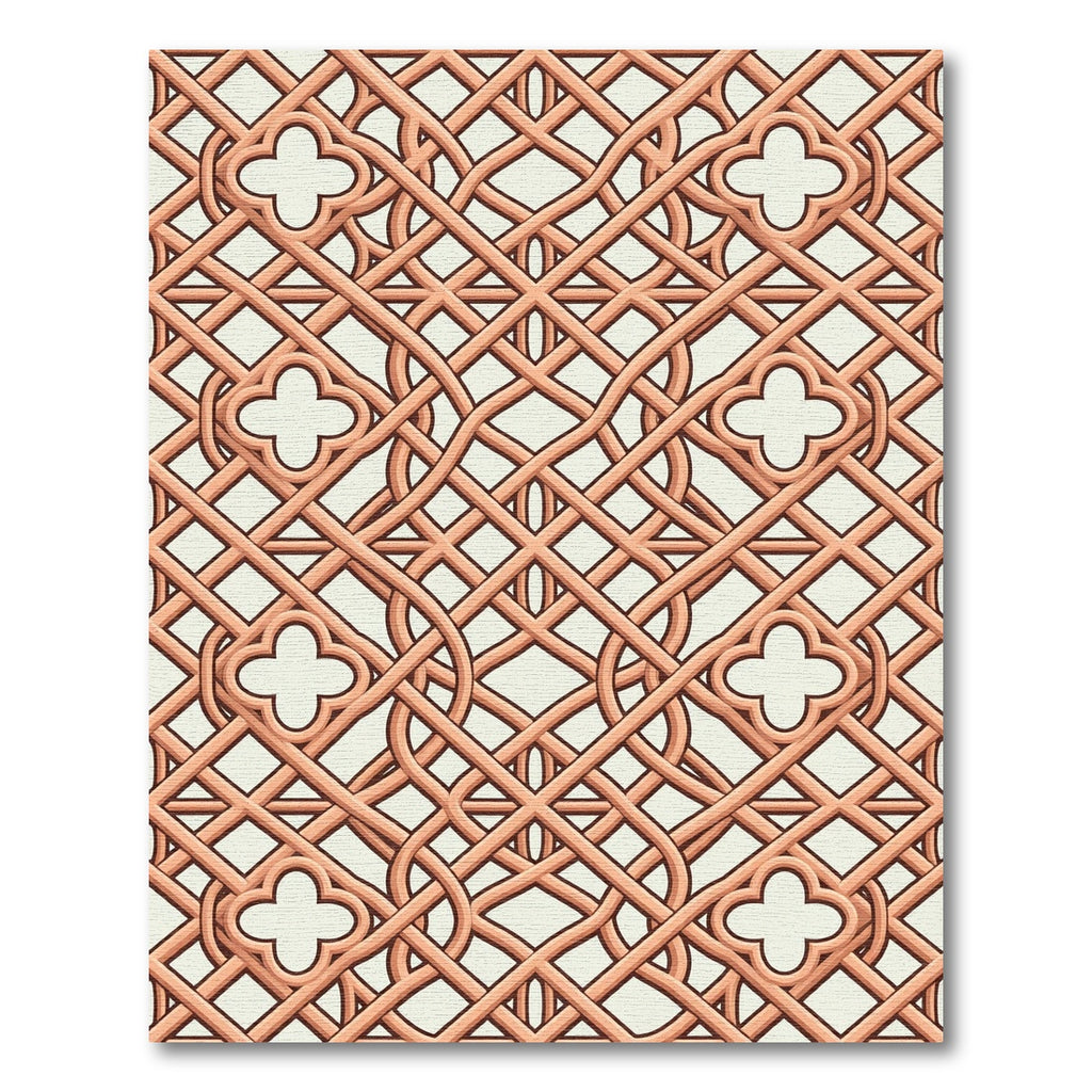 Copper Lattice Quatrefoil Geometric Weave Rug
