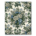 Elegant Cream Rose and Blue Floral Garden Rug