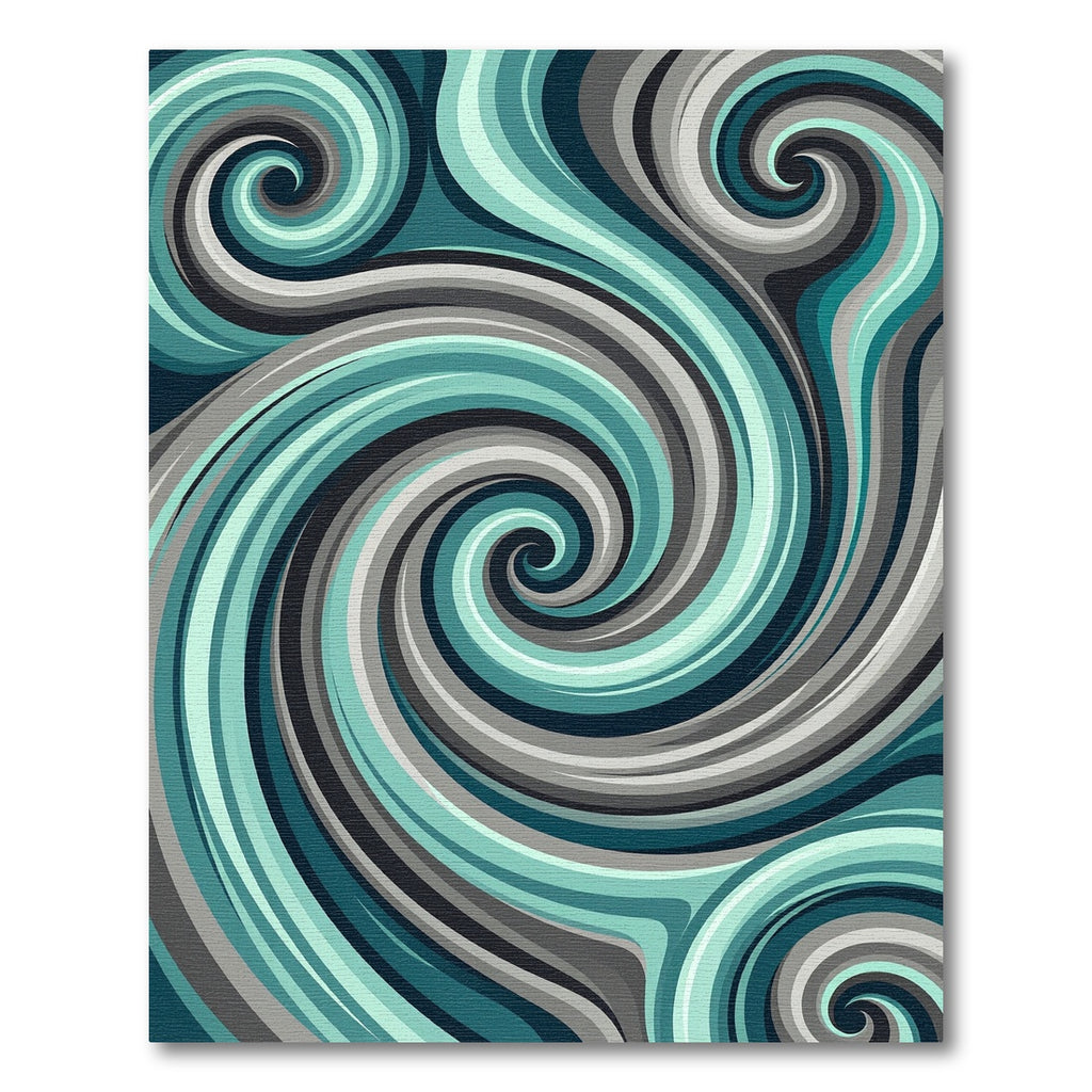 Abstract Teal and Grey Swirl Vortex Rug