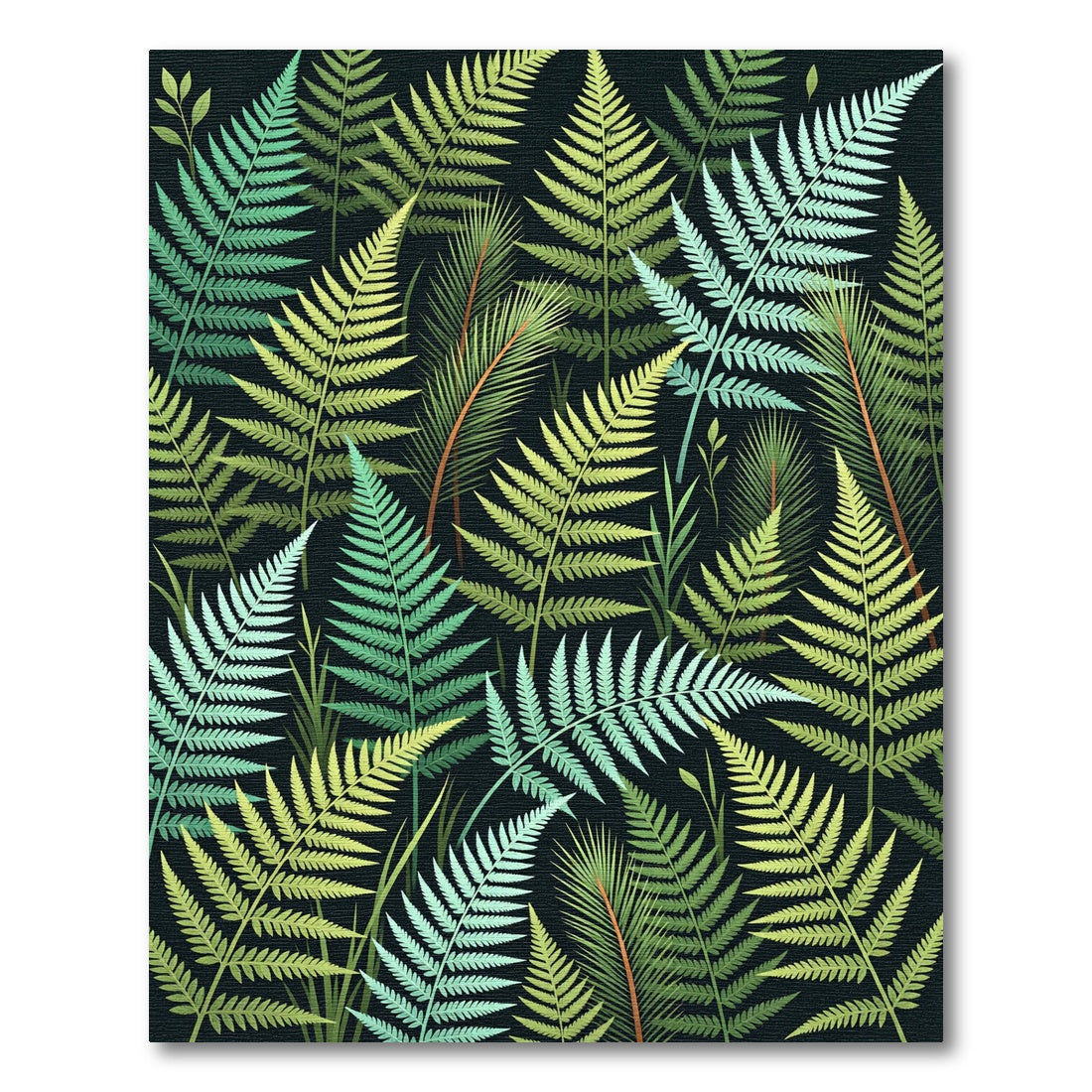 Lush Green Fern Forest Background Rug