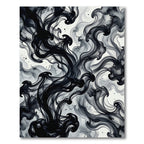 Abstract Black Ink Swirl Rug