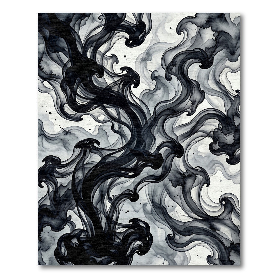 Abstract Black Ink Swirl Rug