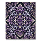 Elegant Purple Damask Ornate Medallion Rug