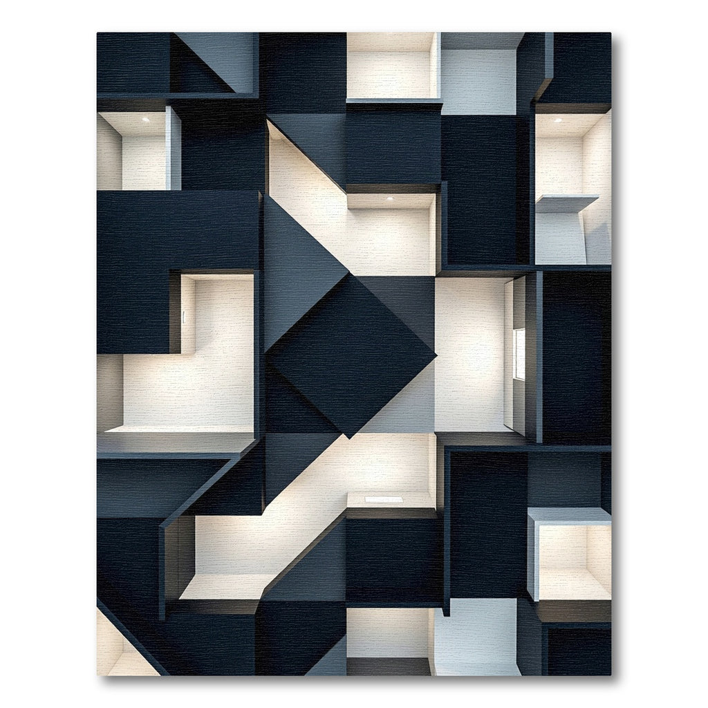 Deep Shadow Geometric Cubism Rug