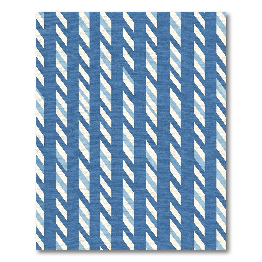 Deep Blue Diagonal Stripe Accordion Rug