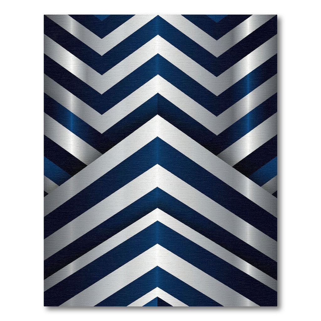 Sophisticated Navy and Silver Chevron Rug