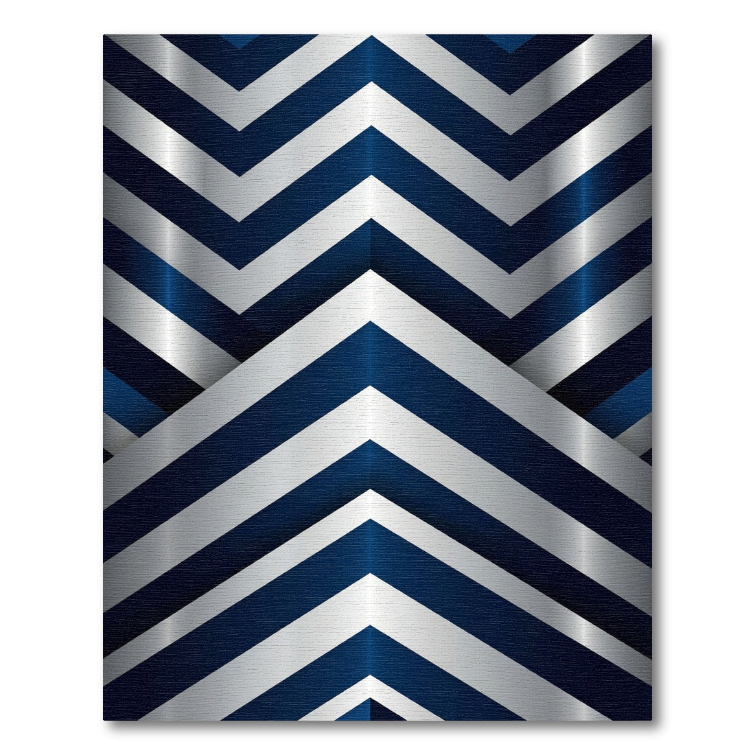 Sophisticated Navy and Silver Chevron Rug