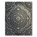 Elegant Antiqued Silver Floral Medallion Rug