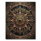 Gilded Noir Floral Mandala Medallion Rug
