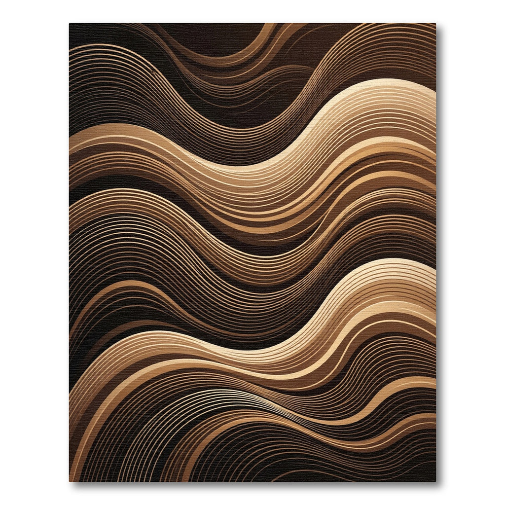Warm Bronze Abstract Wavy Lines Rug