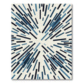 Modern Navy Blue Abstract Radial Lines Rug