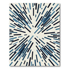 Modern Navy Blue Abstract Radial Lines Rug
