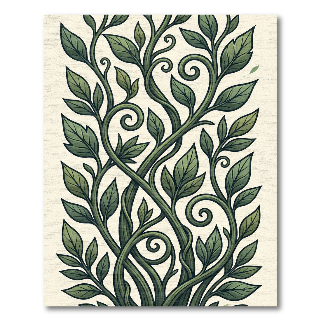 Elegant Botanical Sage Leaf Vine Rug