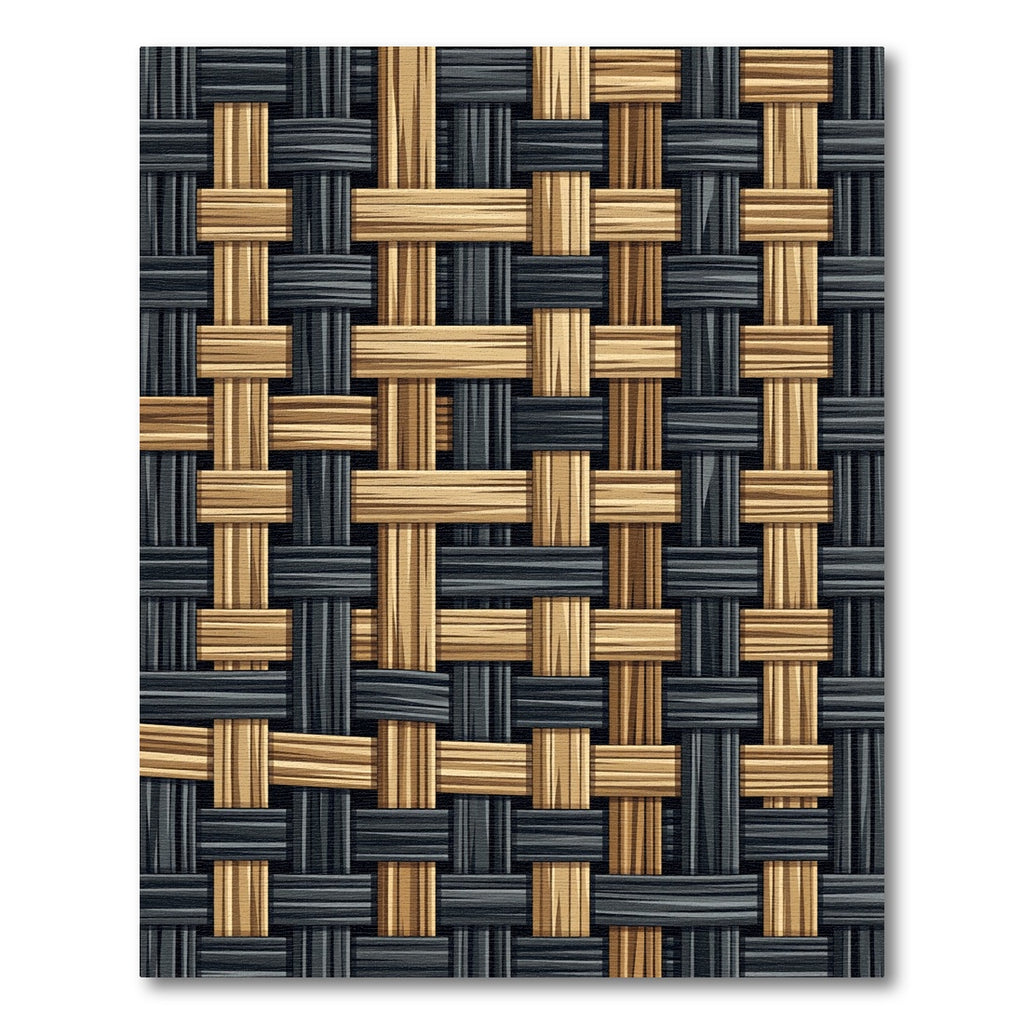 Woven Gold Black Intersecting Threads Rug