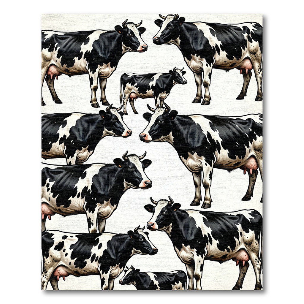 Black and White Farmhouse Cow Herd Rug