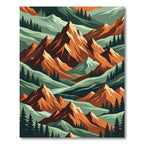 Geometric Terracotta Mountain Pine Forest Rug