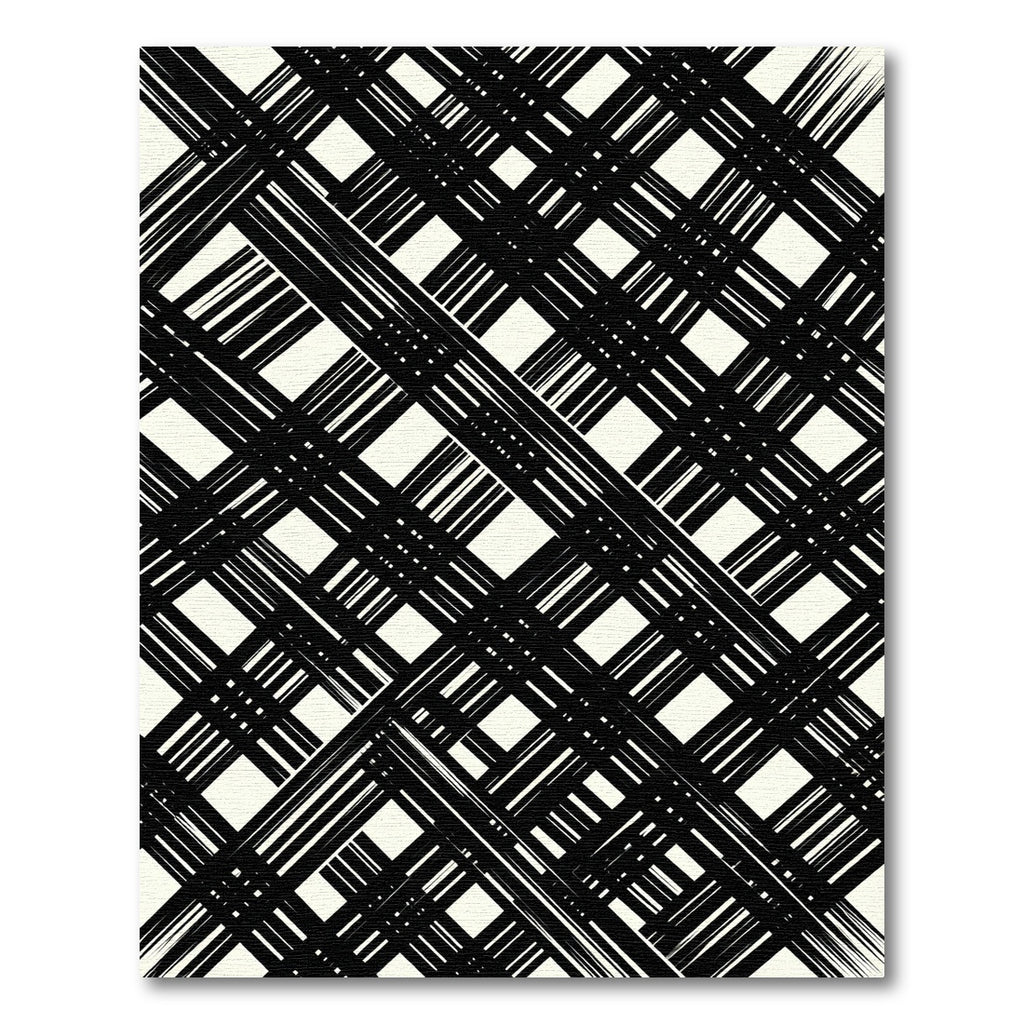 Black and White Intersecting Gingham Rug