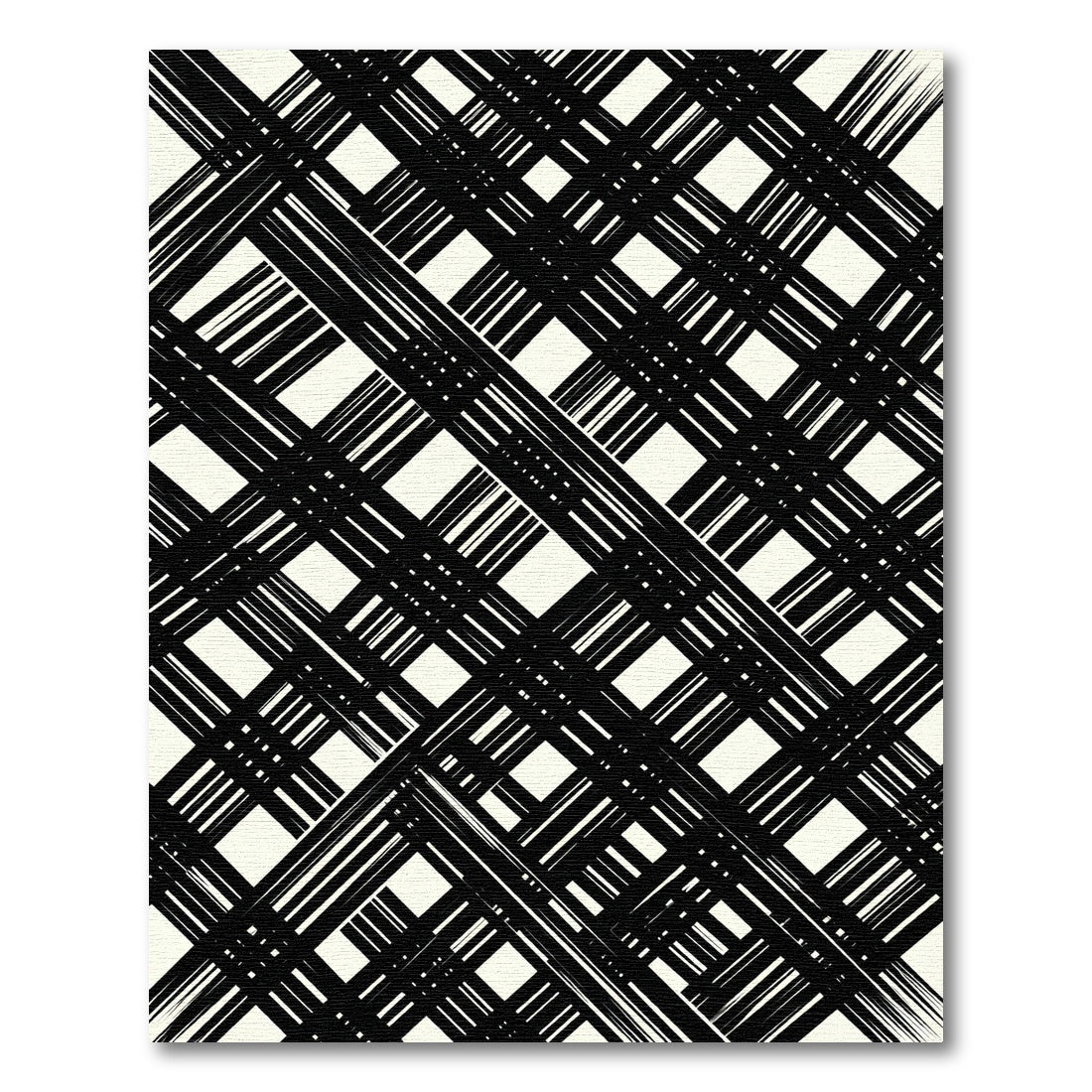 Black and White Intersecting Gingham Rug