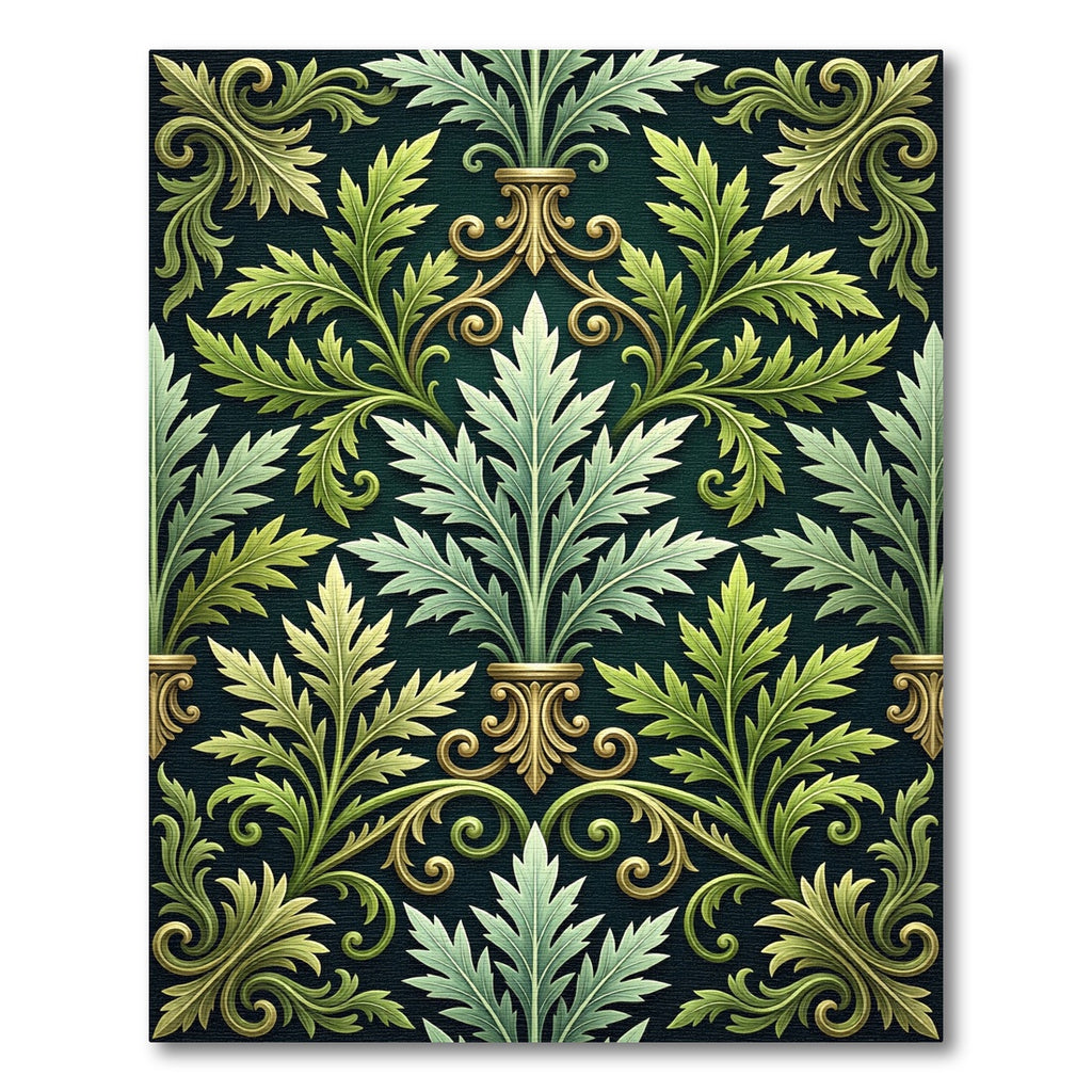 Verdant Gold Acanthus Leaf Scroll Rug