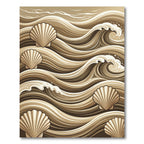 Beige Scalloped Shell Coastal Wave Rug
