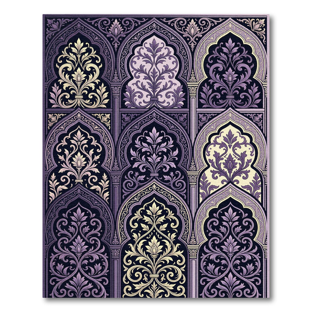 Ornate Amethyst Floral Archway Tapestry Rug