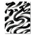 Minimalist Monochrome Black Swirling Ink Strokes Rug