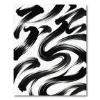 Minimalist Monochrome Black Swirling Ink Strokes Rug