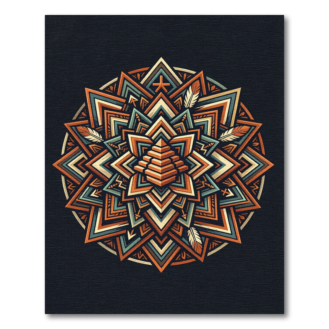Geometric Aztec Pyramid Earth Tone Medallion Rug