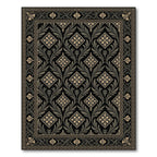 Ornate Black Floral Diamond Medallion Rug
