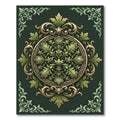 Ornate Green and Gold Acanthus Medallion Rug