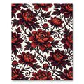 Crimson Peony Floral Scroll Rug