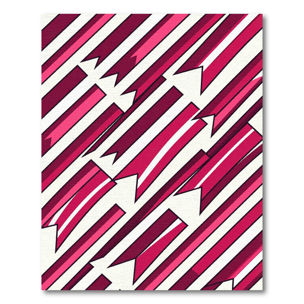 Crimson Pink Ribbon Diagonal Strips Rug