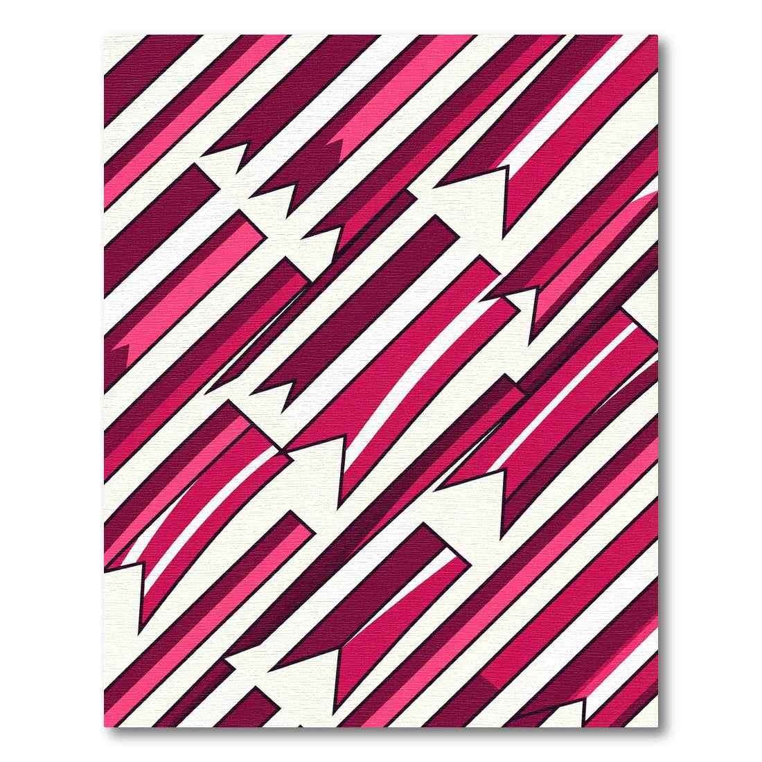 Crimson Pink Ribbon Diagonal Strips Rug