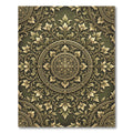 Elegant Golden Foliage Scroll Medallion Rug