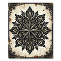 Gothic Ink Black Star Floral Medallion Rug