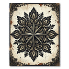Gothic Ink Black Star Floral Medallion Rug