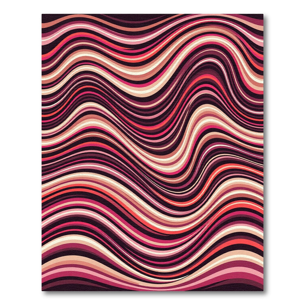 Pink Crimson Wavy Stripe Art Rug