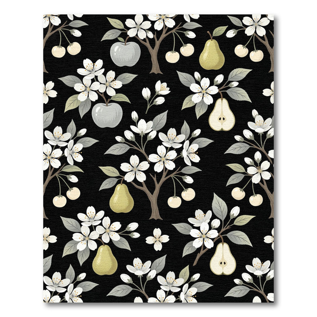 Botanical Pear and Apple Blossom Illustration Rug