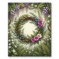Woven Wreath with Wildflower Spring Meadow Rug