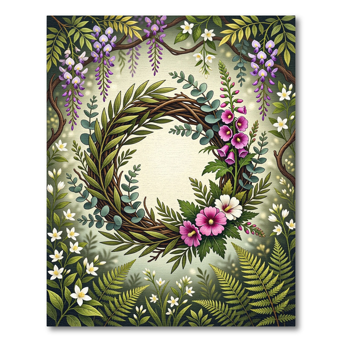 Woven Wreath with Wildflower Spring Meadow Rug