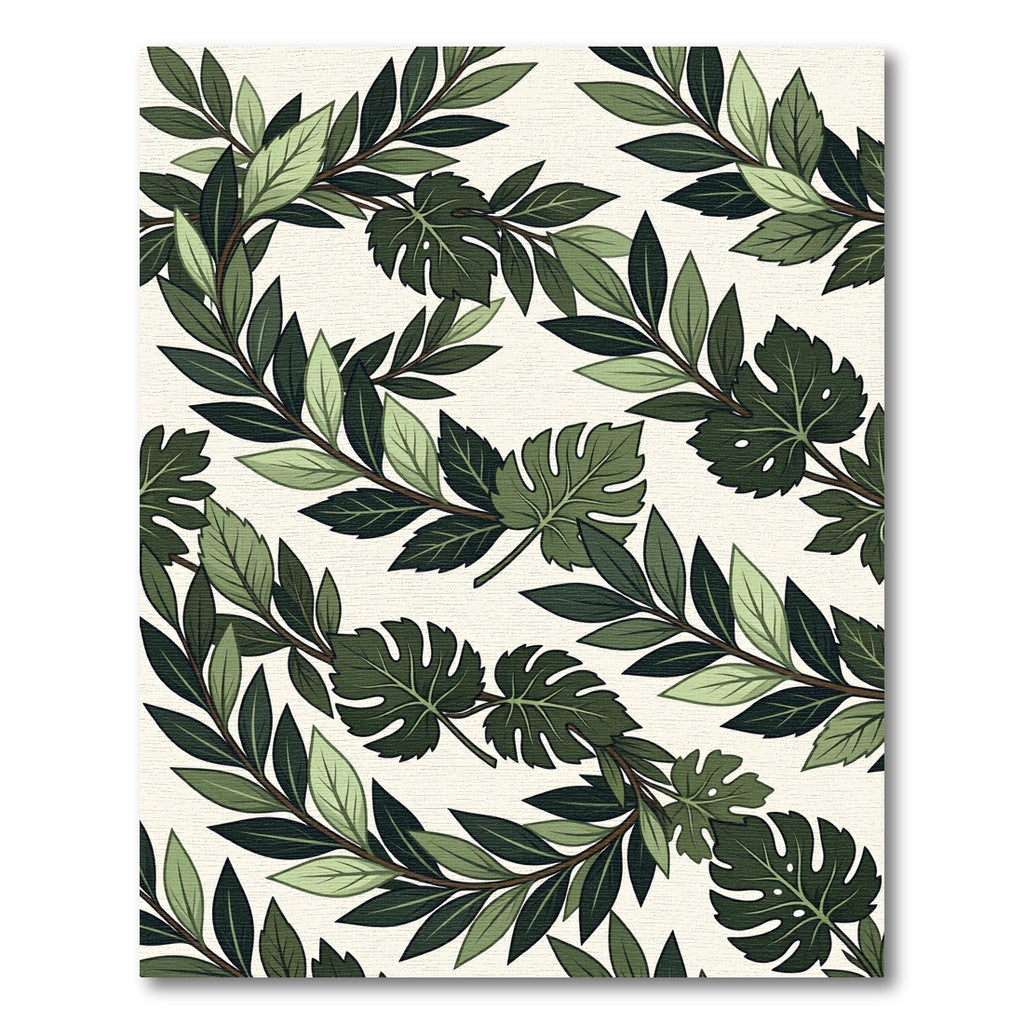 Emerald Green Leafy Vine Garland Rug