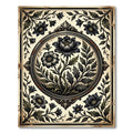 Vintage Black Floral Botanical Medallion Rug