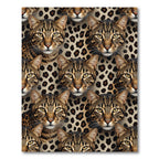 Spotted Cat Faces Leopard Print Rug