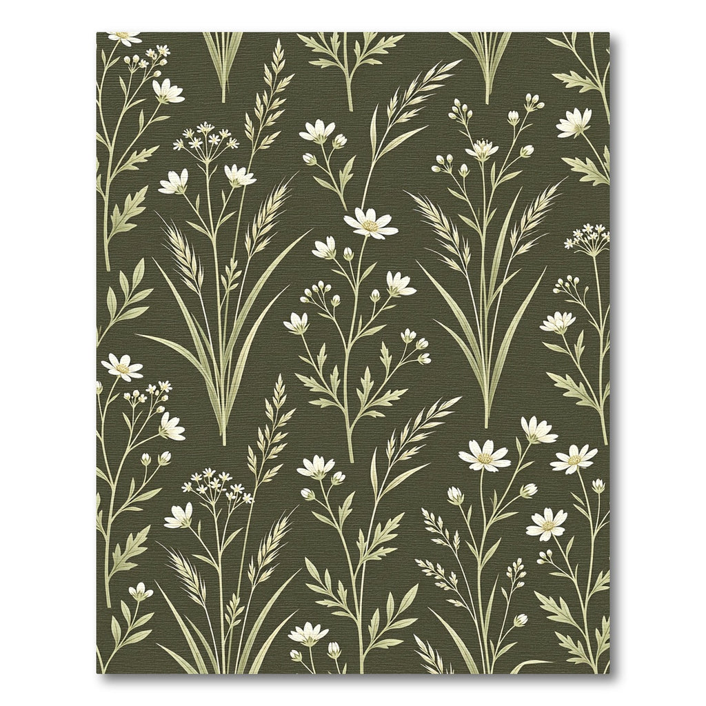Pale Green Botanical Meadow Rug