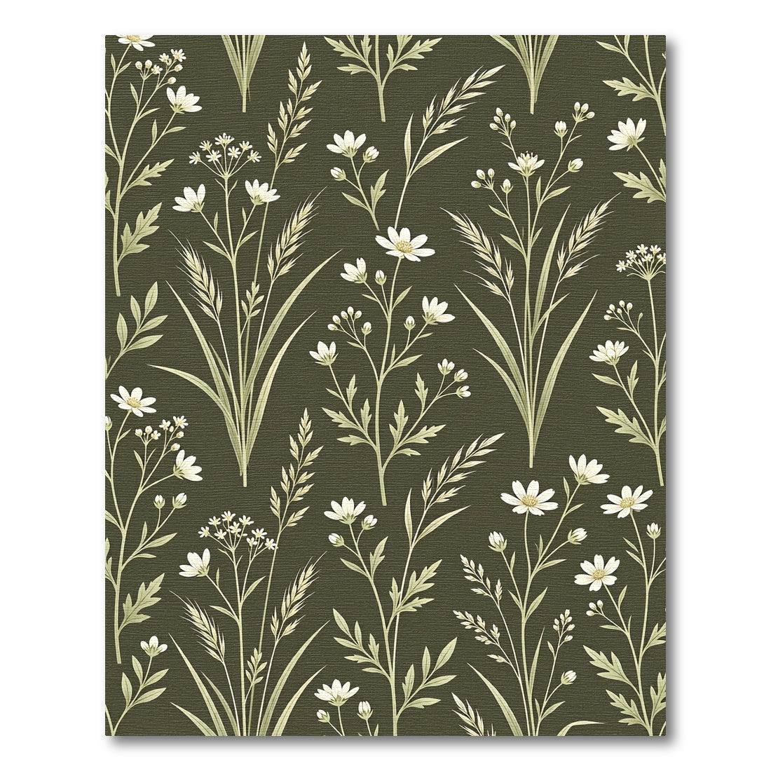 Pale Green Botanical Meadow Rug