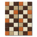 Mid-Century Earthy Toned Burnt Orange Checkered Rug