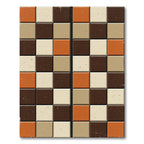 Mid-Century Earthy Toned Burnt Orange Checkered Rug