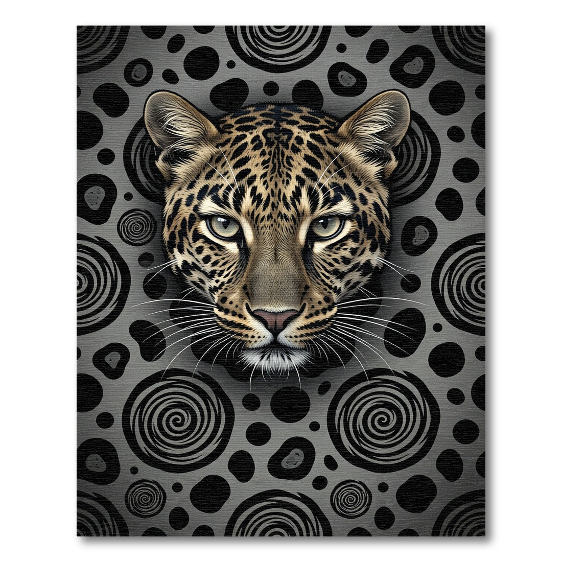 Fierce Leopard Face Swirls Rug