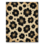 Black Spiky Floral Tan Sprayed Rug