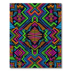 Vibrant Neon Tribal Geometric Art Rug